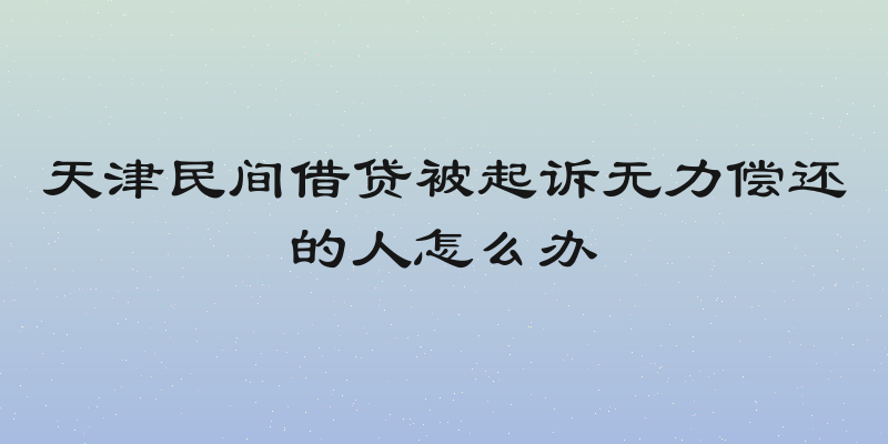 天津民间借贷被起诉无力偿还的人怎么办