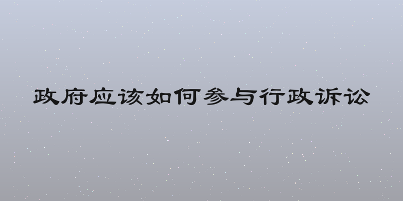 政府应该如何参与行政诉讼