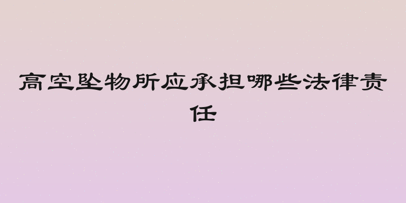 高空坠物所应承担哪些法律责任