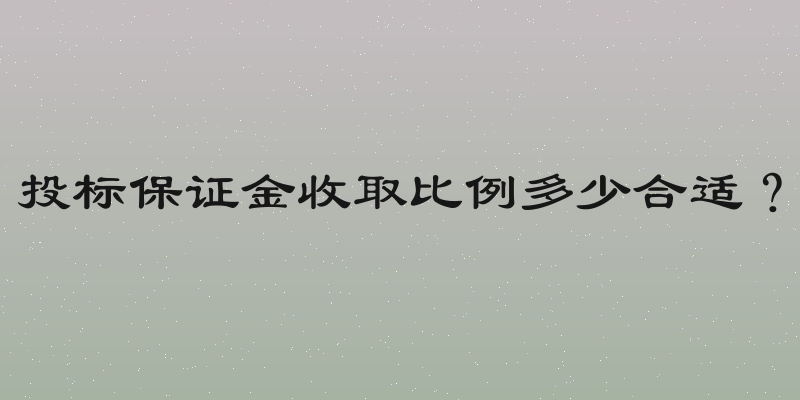 投标保证金收取比例多少合适？