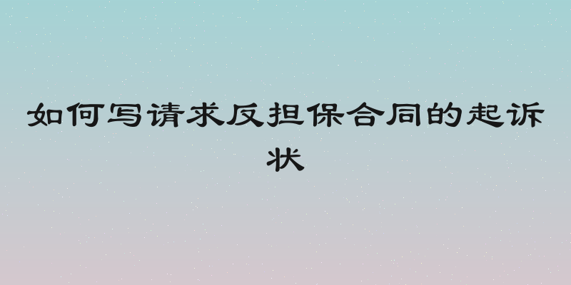 如何写请求反担保合同的起诉状