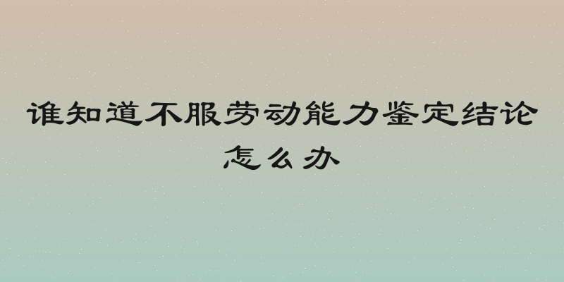 谁知道不服劳动能力鉴定结论怎么办