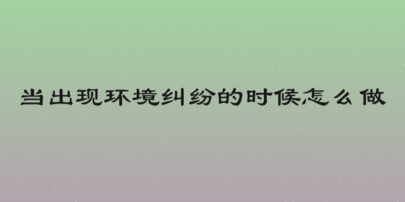 当出现环境纠纷的时候怎么做