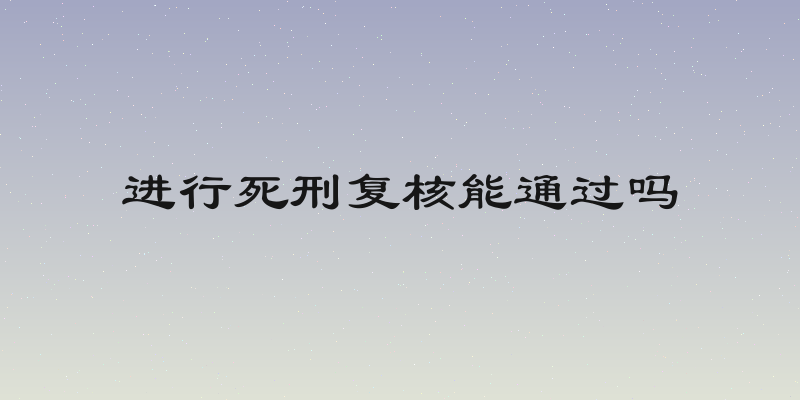 进行死刑复核能通过吗