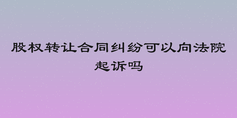 股权转让合同纠纷可以向法院起诉吗