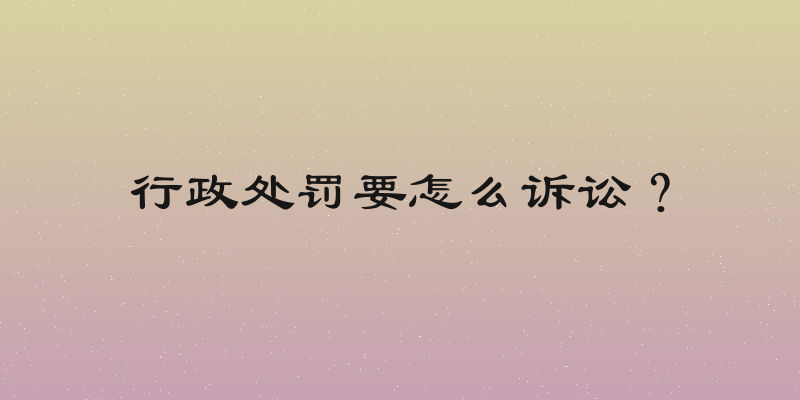 行政处罚要怎么诉讼？