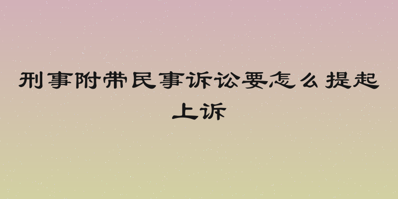 刑事附带民事诉讼要怎么提起上诉