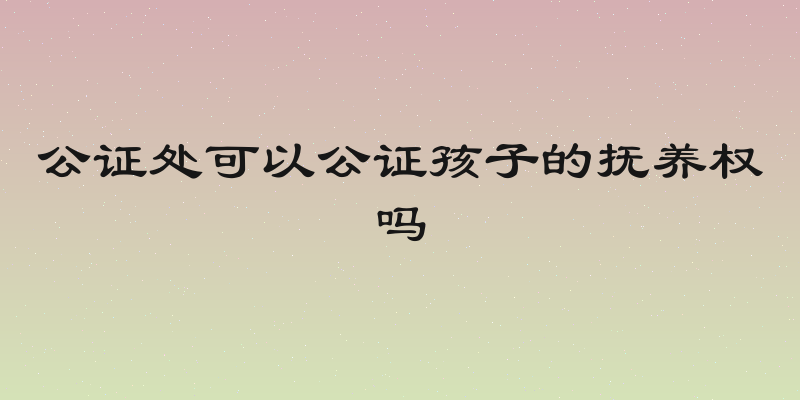 公证处可以公证孩子的抚养权吗