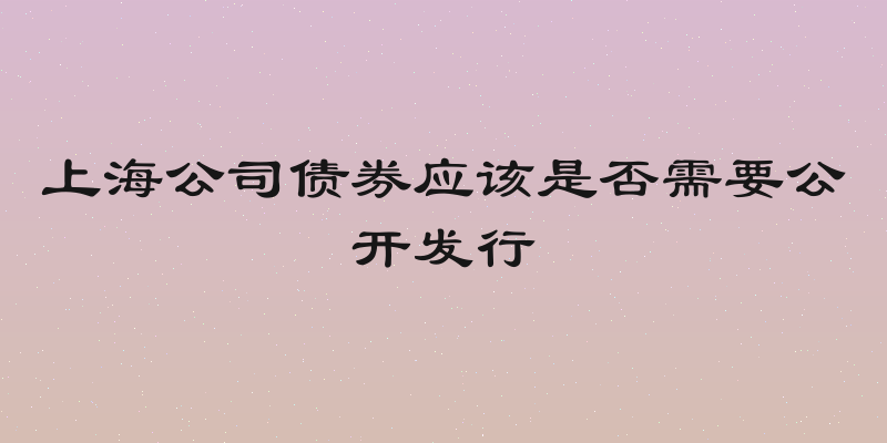 上海公司债券应该是否需要公开发行
