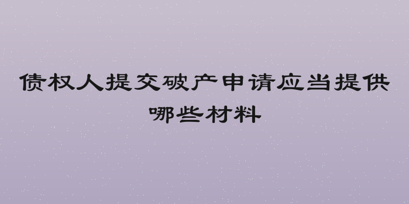 债权人提交破产申请应当提供哪些材料