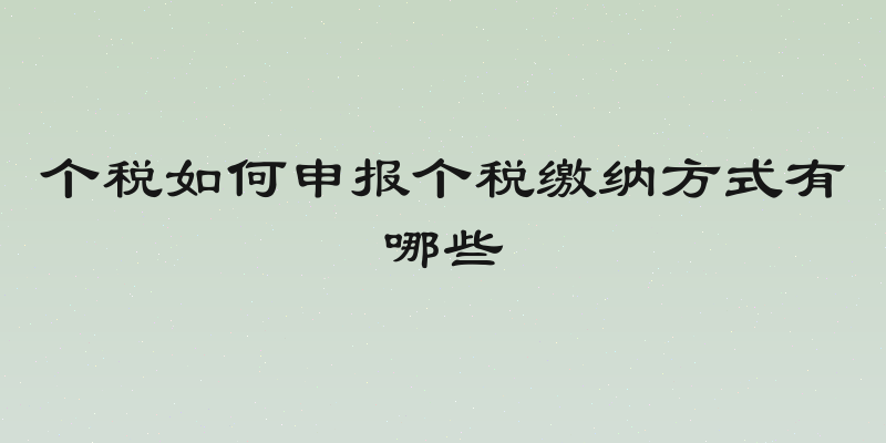 个税如何申报个税缴纳方式有哪些