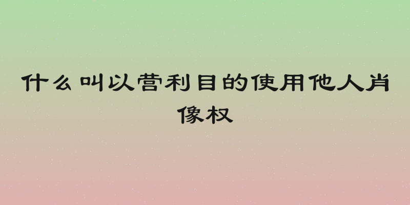 什么叫以营利目的使用他人肖像权