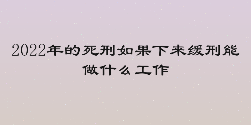 2022年的死刑如果下来缓刑能做什么工作