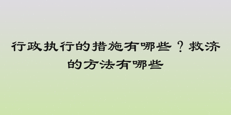 行政执行的措施有哪些？救济的方法有哪些