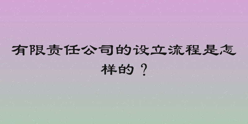 有限责任公司的设立流程是怎样的？