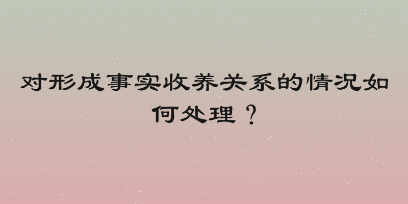 对形成事实收养关系的情况如何处理？