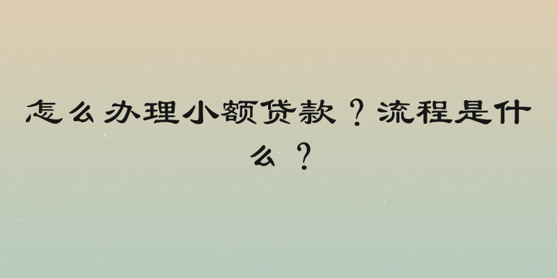 怎么办理小额贷款？流程是什么？