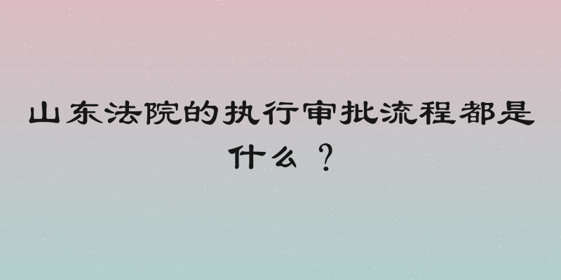 山东法院的执行审批流程都是什么？