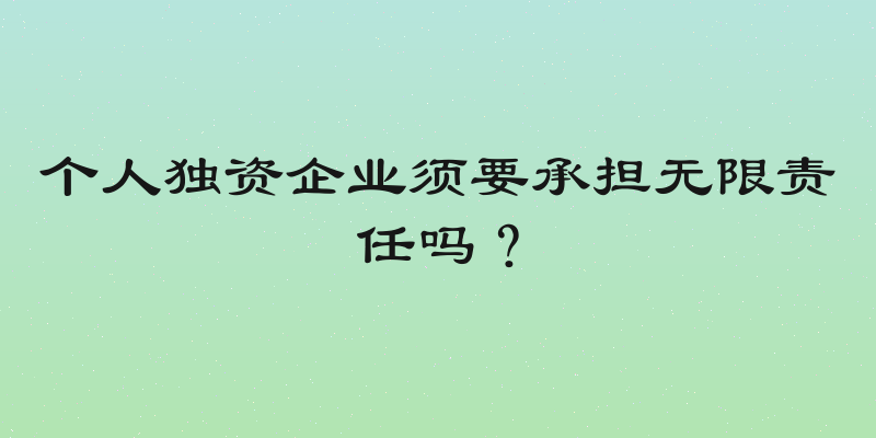 个人独资企业须要承担无限责任吗？