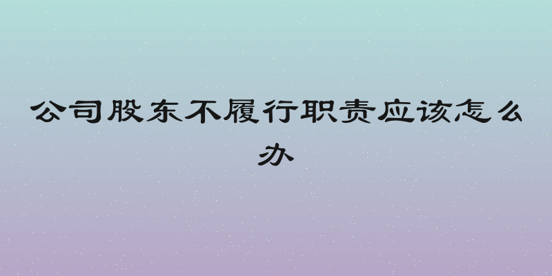 公司股东不履行职责应该怎么办