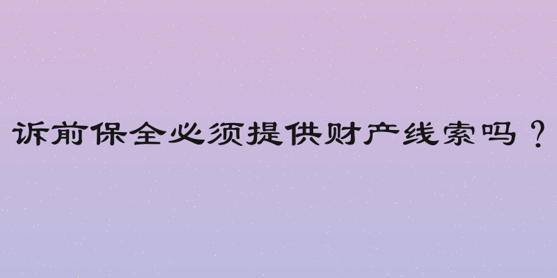 诉前保全必须提供财产线索吗？