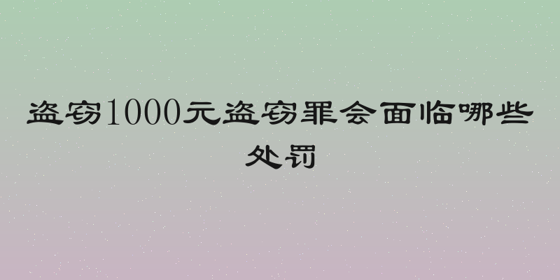 盗窃1000元盗窃罪会面临哪些处罚