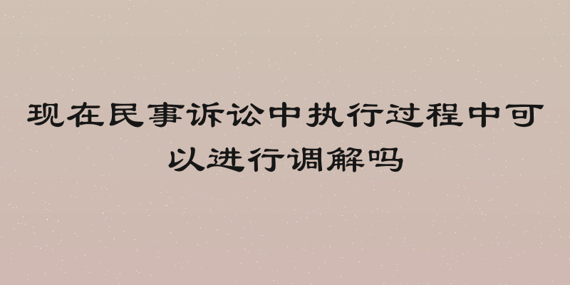 现在民事诉讼中执行过程中可以进行调解吗