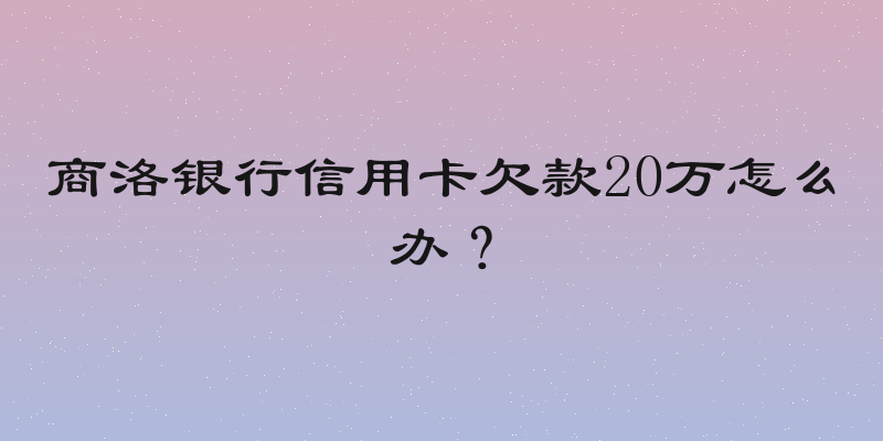 商洛银行信用卡欠款20万怎么办？