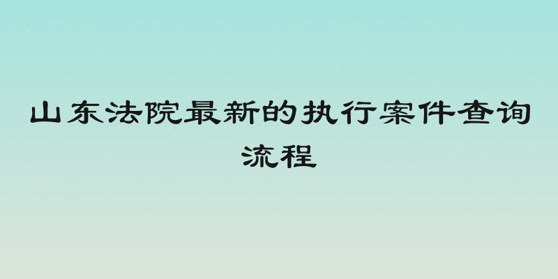 山东法院最新的执行案件查询流程