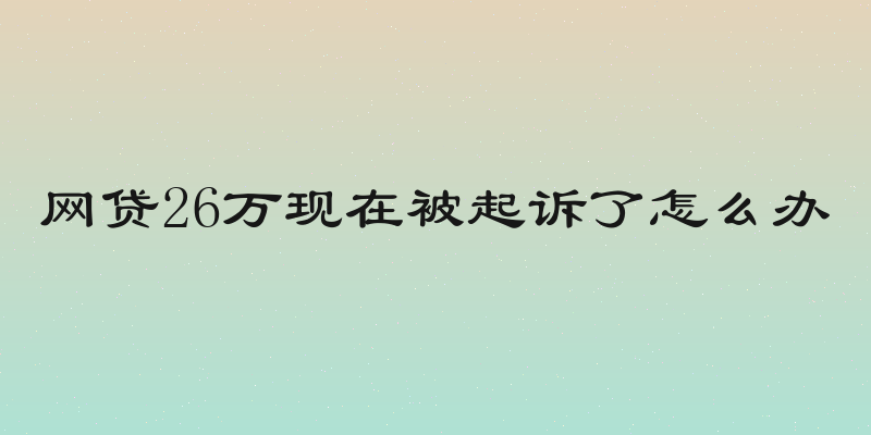 网贷26万现在被起诉了怎么办