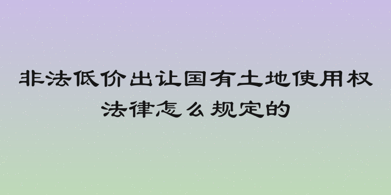 非法低价出让国有土地使用权法律怎么规定的