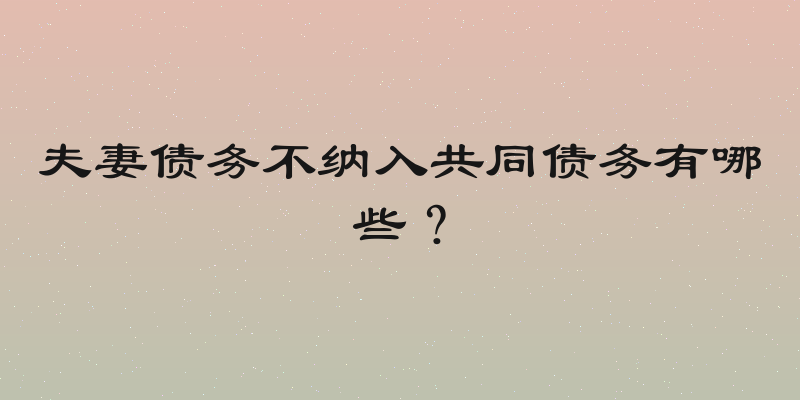 夫妻债务不纳入共同债务有哪些？