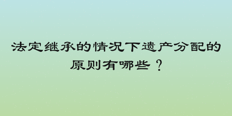 法定继承的情况下遗产分配的原则有哪些？