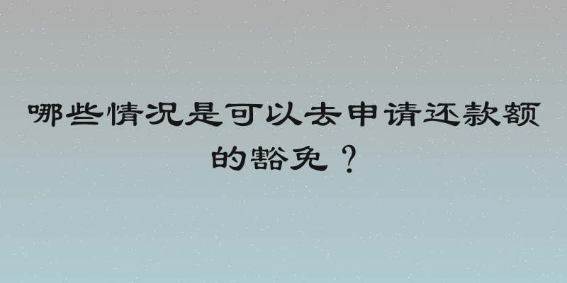 哪些情况是可以去申请还款额的豁免？