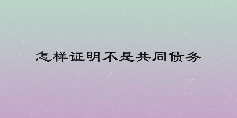 怎样证明不是共同债务