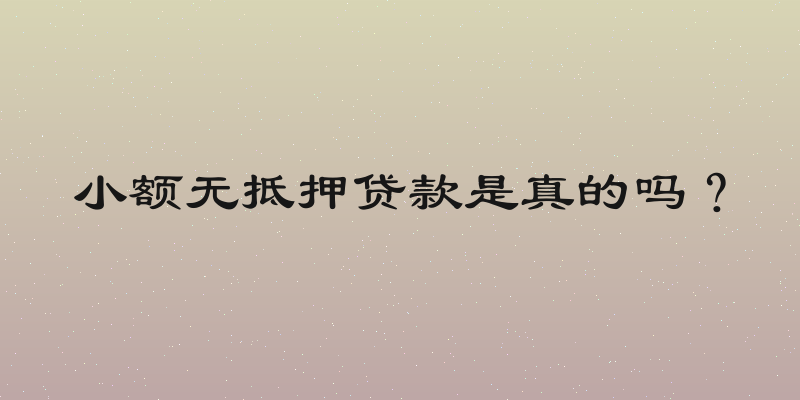 小额无抵押贷款是真的吗？