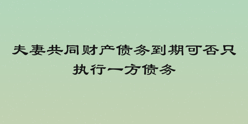夫妻共同财产债务到期可否只执行一方债务