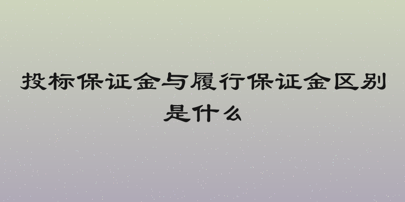 投标保证金与履行保证金区别是什么