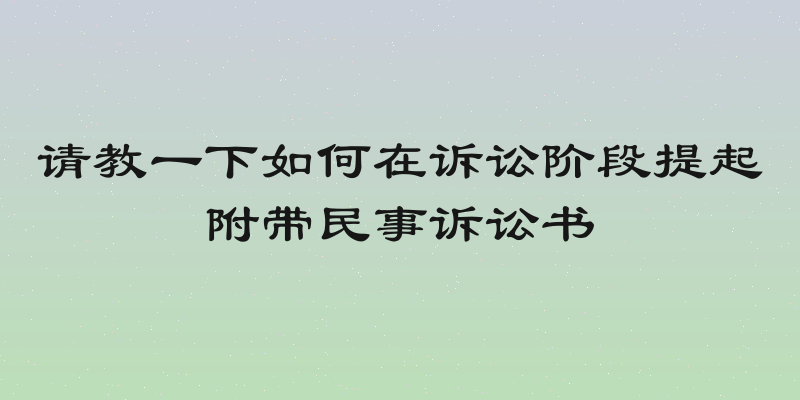 请教一下如何在诉讼阶段提起附带民事诉讼书