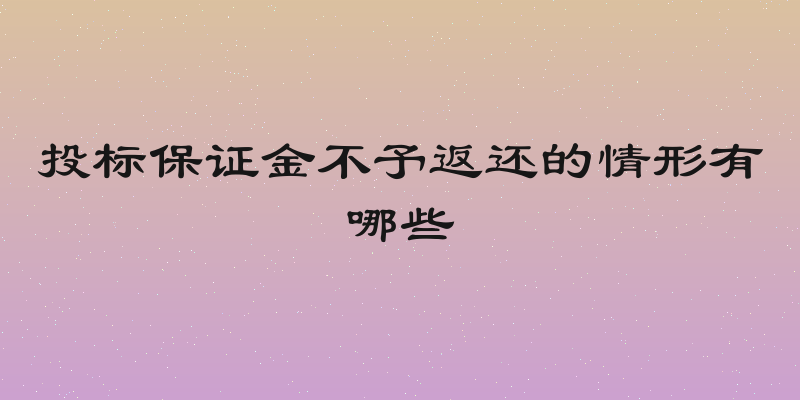 投标保证金不予返还的情形有哪些