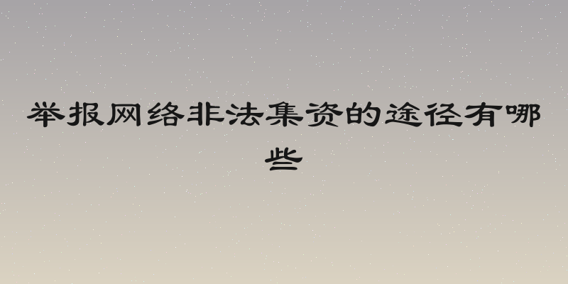 举报网络非法集资的途径有哪些