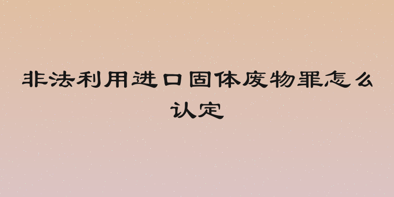 非法利用进口固体废物罪怎么认定