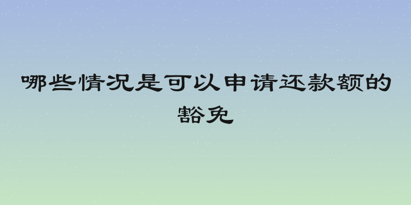 哪些情况是可以申请还款额的豁免