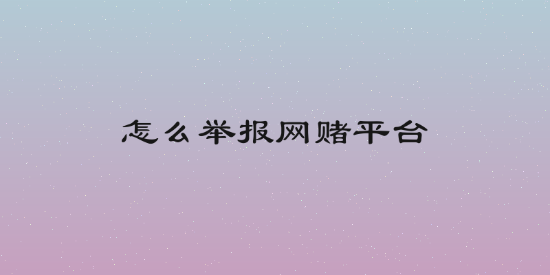 怎么举报网赌平台