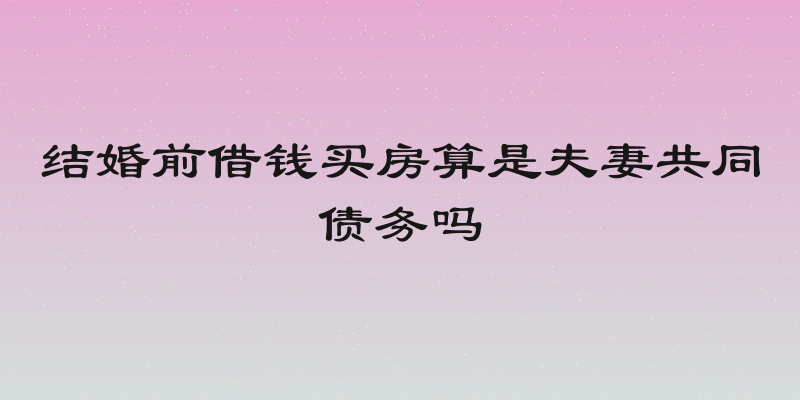 结婚前借钱买房算是夫妻共同债务吗