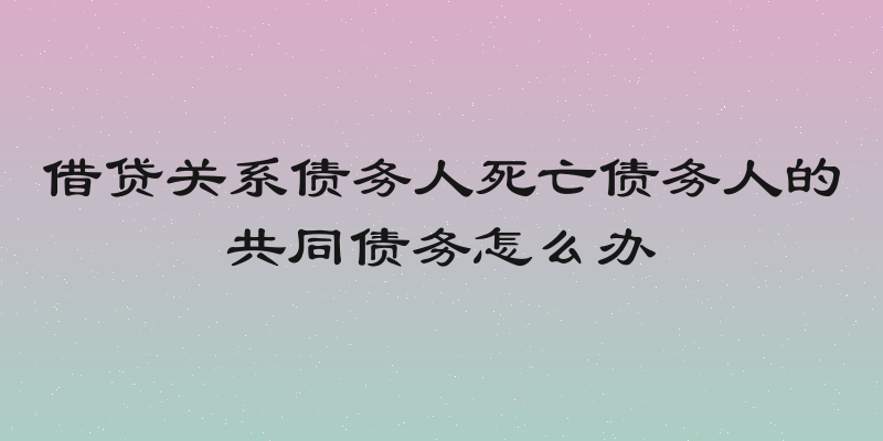 借贷关系债务人死亡债务人的共同债务怎么办