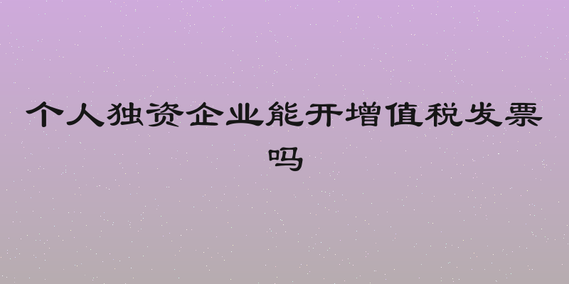 个人独资企业能开增值税发票吗
