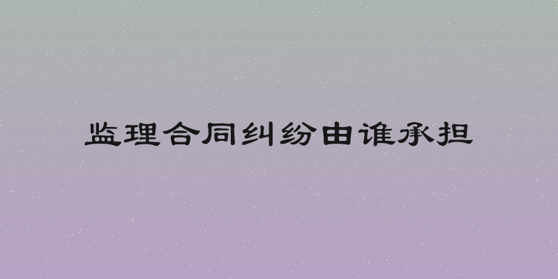 监理合同纠纷由谁承担