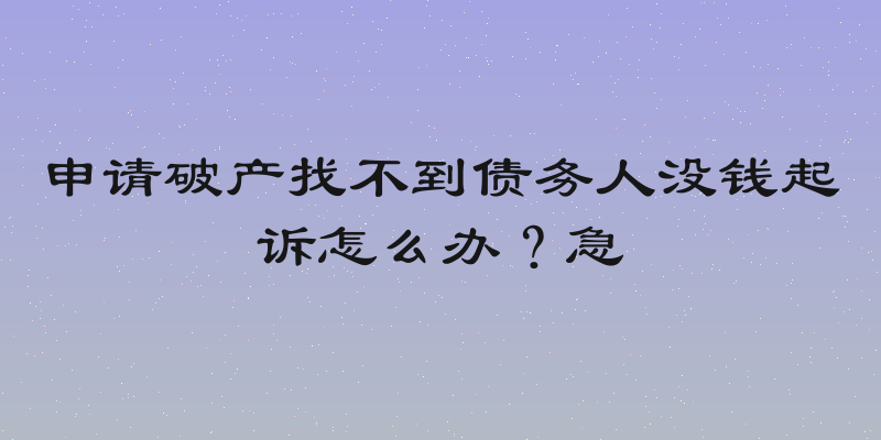 申请破产找不到债务人没钱起诉怎么办？急