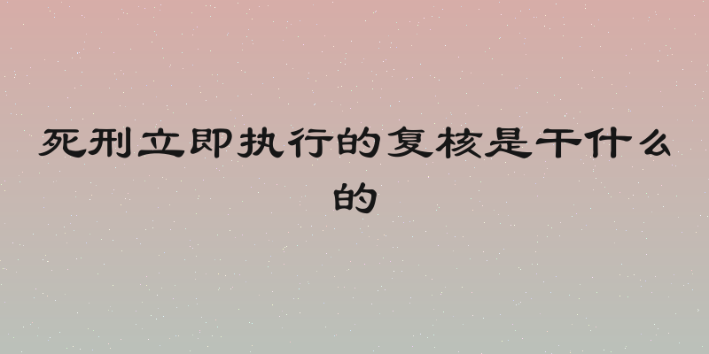 死刑立即执行的复核是干什么的